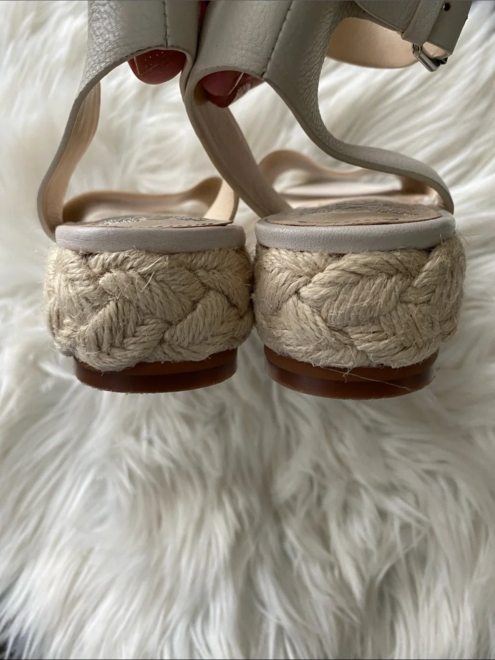 NWOT Vince camuto Cream Espadrille leather Platform Sandals with Ankle Strap